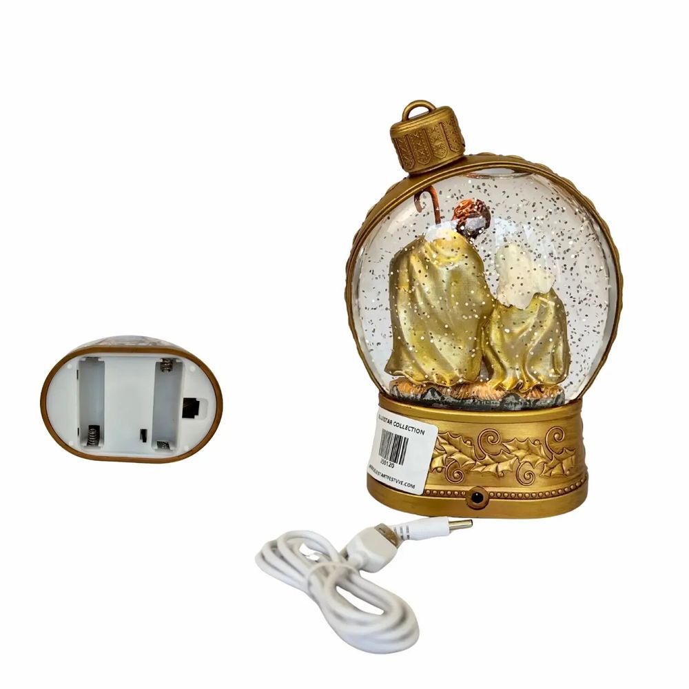 Nativity scenes and santons - LED Nativity Ornament Globe – Glittered with Warm Light - LES LUMIERES DU TEMPS