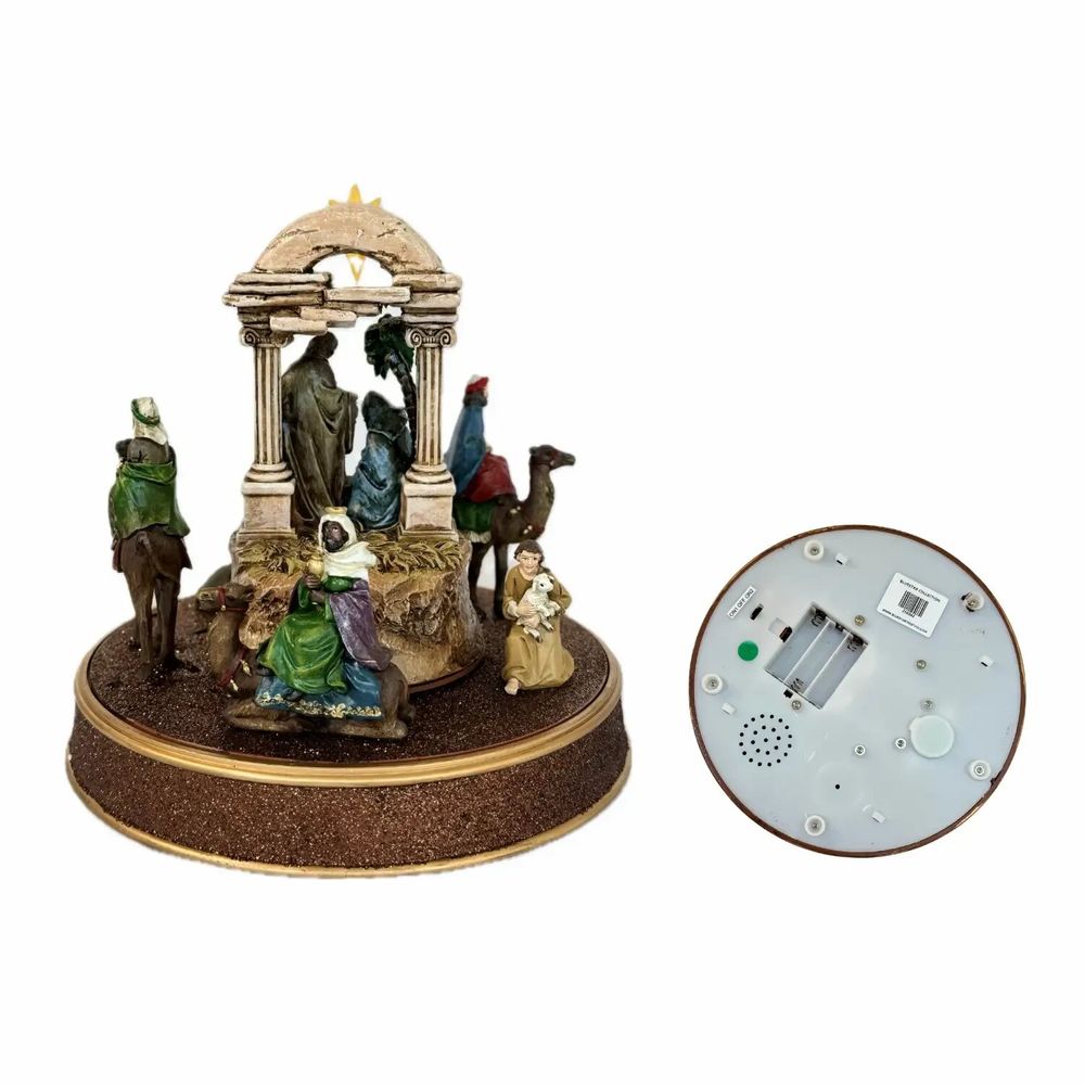 Nativity scenes and santons - LED Nativity Scene – Three Kings on Camelback with Music & Light - LES LUMIERES DU TEMPS