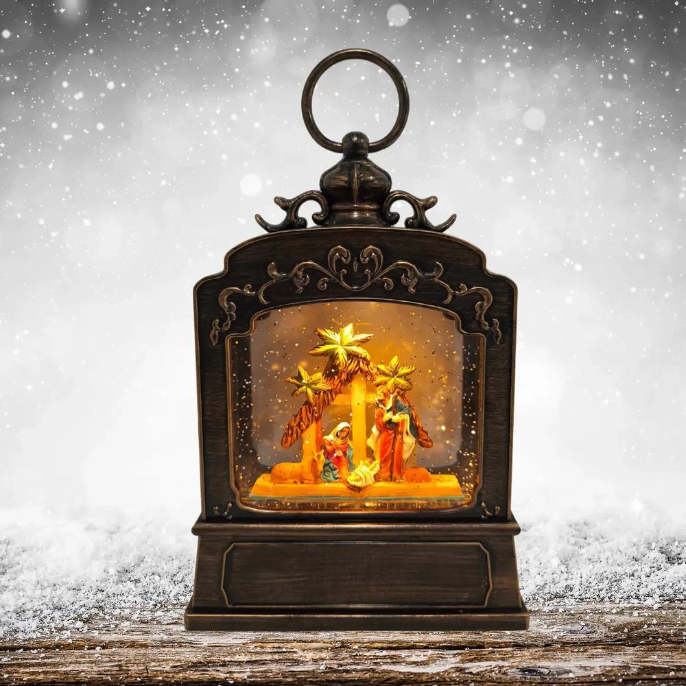 Other Christmas decorations - Ornate LED Nativity Lantern with Star Canopy, Warm White Light, Timer & DC - LES LUMIERES DU TEMPS