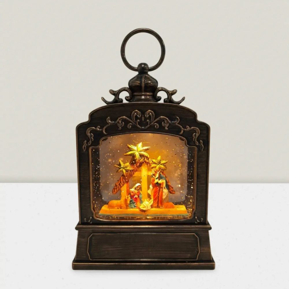 Other Christmas decorations - Ornate LED Nativity Lantern with Star Canopy, Warm White Light, Timer & DC - LES LUMIERES DU TEMPS